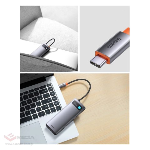 Baseus Metal Gleam Series stacja dokująca HUB 7 w 1 USB Typ C - 1 x HDMI / 1 x VGA / 3 x USB 3.2 Gen. 1 / 1 x Power Delivery / 1
