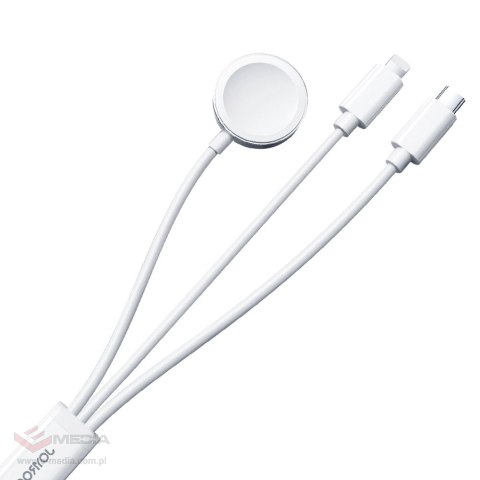 Kabel 3 w 1 Joyroom S-IW008 magnetyczna ładowarka USB-A - Lightning/USB-C 1.2m - biały