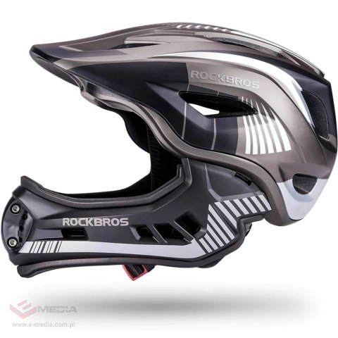 Kask rowerowy Rockbros TT-32SBTG-S dziecięcy z odpinaną szczęką rozmiar S - szary