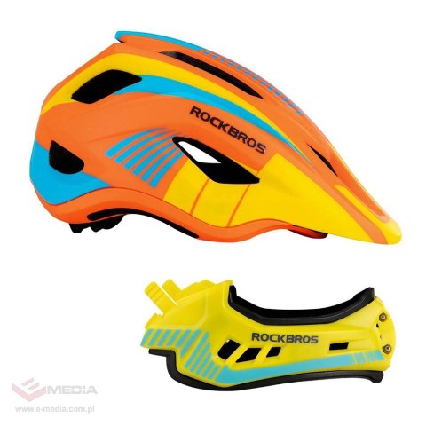 Kask rowerowy Rockbros TT-32SOYB-S dziecięcy z odpinaną szczęką rozmiar S - żółto-pomarańczowy