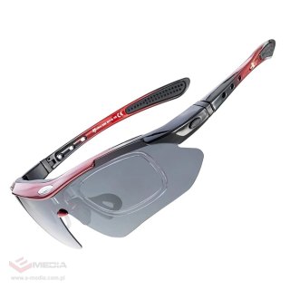 Okulary rowerowe Rockbros 10141 fotochromowe UV400 - czerwone