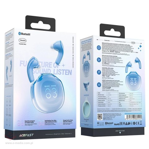 Słuchawki bezprzewodowe Acefast T9 Bluetooth 5.3 douszne - niebieskie