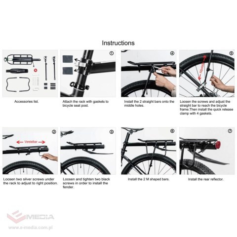 Bagażnik rowerowy Rockbros 33210004001 z półką - czarny