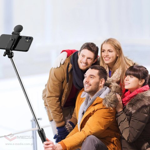 Selfie stick WR1YXS teleskopowy tripod 0.71m z okrągłą lampą - czarny