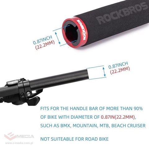 Uchwyty rowerowe Rockbros BT1001BKRD z gąbki na kierownicę - czarno-czerwone