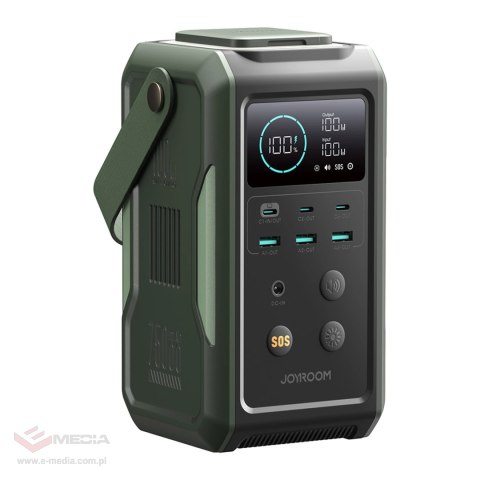 Powerbank Joyroom JR-PBF10 75000mAh 100W 3x USB-C 3x USB-A ze składaną latarką i rączką - zielony