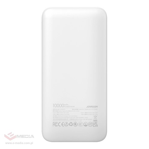 Powerbank Joyroom JR-PBF12 10000mAh 2.4A 2x USB-A 1x USB-C - biały