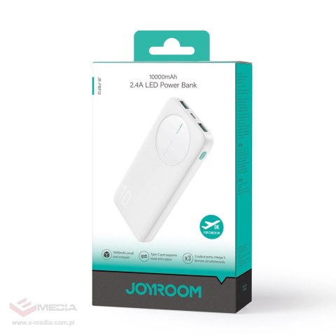 Powerbank Joyroom JR-PBF12 10000mAh 2.4A 2x USB-A 1x USB-C - biały