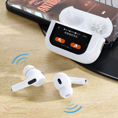Słuchawki Dudao U19 douszne TWS bezprzewodowe Bluetooth 5.3 z wyświetlaczem LED - białe