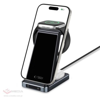 Ładowarka Tech-Protect QI15W-A26 indukcyjna 15W 3w1 na smartfon / słuchawki / Apple Watch - czarna