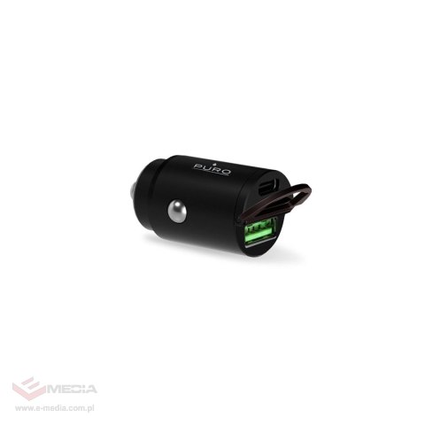 Ładowarka samochodowa Puro Mini 30W Power Delivery USB-C USB-A - czarna