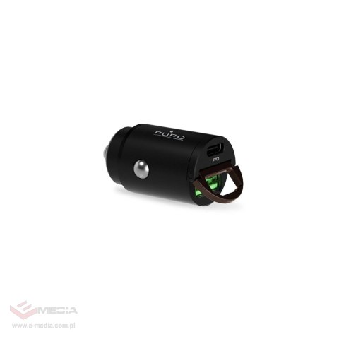 Ładowarka samochodowa Puro Mini 30W Power Delivery USB-C USB-A - czarna