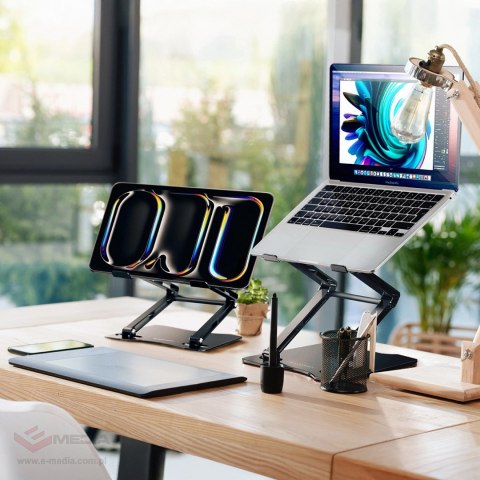 Podstawka pod laptopa, tablet Wozinsky WRS-CPY75DSB aluminiowa + Gratis! podstawka do smartfona - czarna