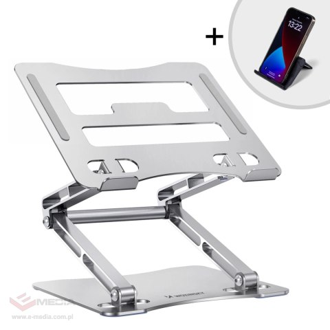 Podstawka pod laptopa, tablet Wozinsky WRS-CPY75DSS aluminiowa + Gratis! podstawka do smartfona - srebrna