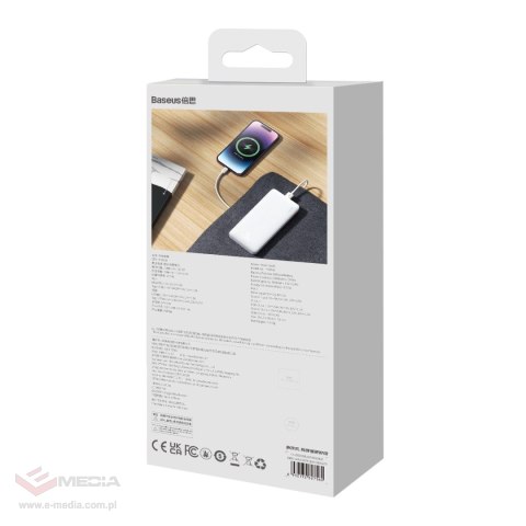 Powerbank Baseus Airpow 20W 10000mAh z kablem Baseus Simple Series USB-A - USB-C 30 cm - biały