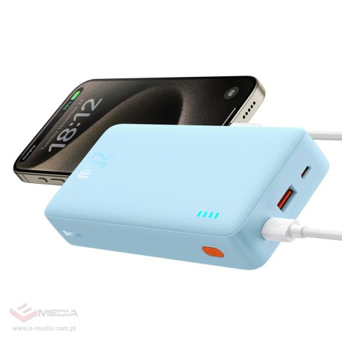 Powerbank Baseus Airpow 20W 20000mAh z białym kablem Baseus Simple Series USB-A - USB-C 50cm - niebieski
