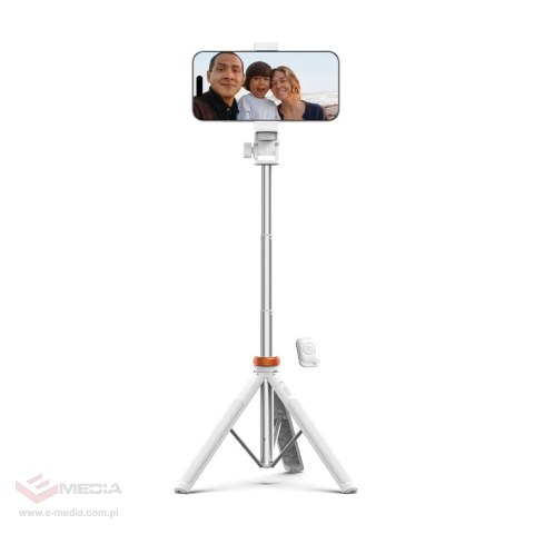 Selfie stick Tech-Protect L03S Bluetooth z pilotem, tripodem do 148cm i głowicą 180 - biały