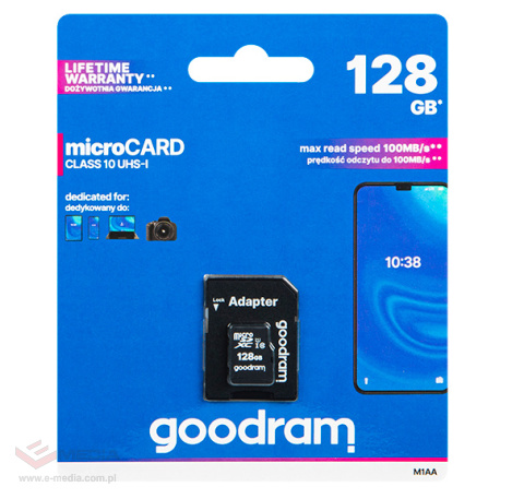 Karta microSDXC 128GB + adapter SD CL10 GOODRAM