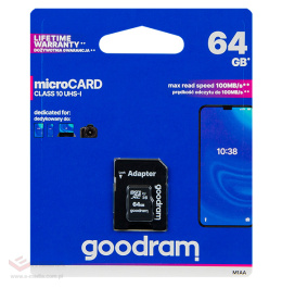 Karta microSDXC 64GB+ada.SD CL10 GOODRAM