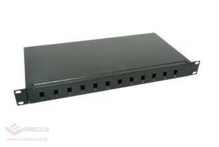 1HE/19" 12F/12xSC Simplex-Verteilerrahmen, Kabel-Organizer, Schwarz