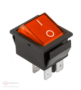 Przełącznik kołyskowy czerwony ON/OFF 230V 4 PIN