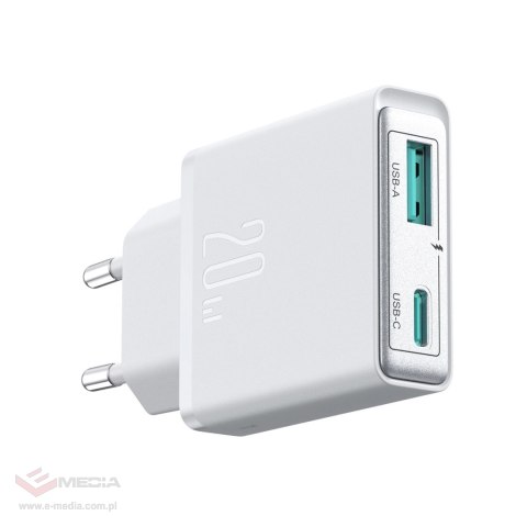 Ładowarka sieciowa Joyroom JR-TCF14 20W USB-A USB-C supercienka - biała