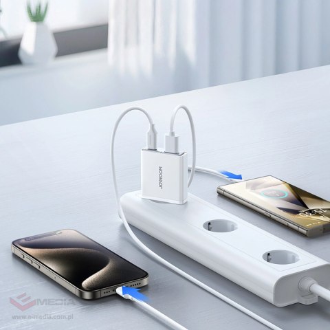 Ładowarka sieciowa Joyroom JR-TCF14 20W USB-A USB-C supercienka - biała