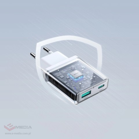 Ładowarka sieciowa Joyroom JR-TCF14 20W USB-A USB-C supercienka - biała