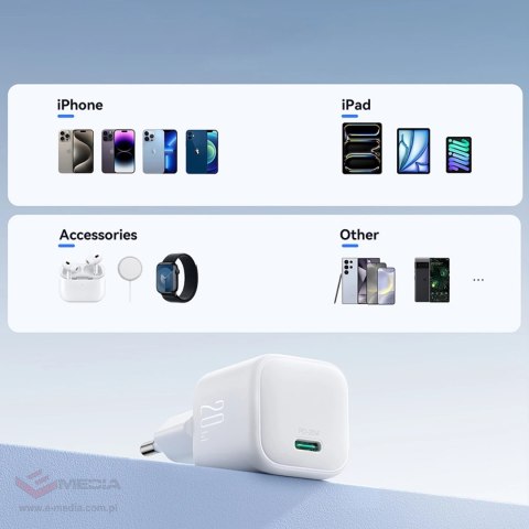 Ładowarka sieciowa Joyroom JR-TCG08 GaN 20W Power Delivery - biała