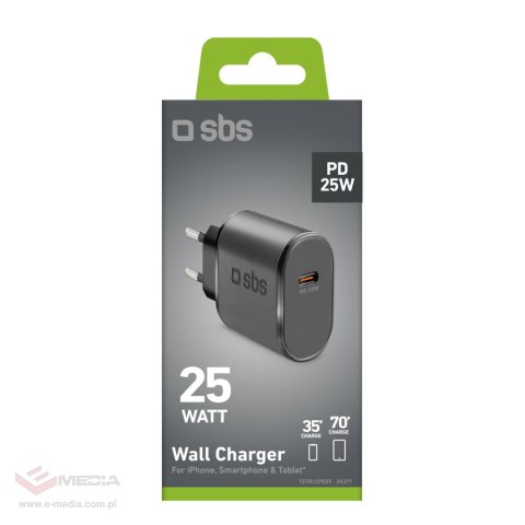 Ładowarka sieciowa SBS TETR1CPD25 25W USB-C z Power Delivery - czarna