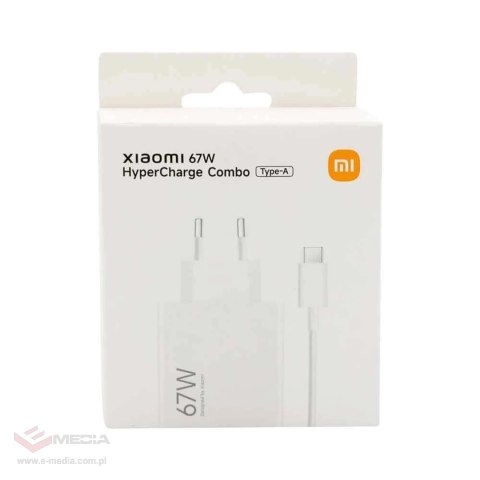 Ładowarka sieciowa Xiaomi BHR9465EU 67W 6.2A USB-A z kablem USB-C - biała