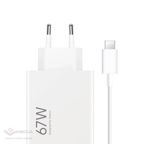 Ładowarka sieciowa Xiaomi BHR9465EU 67W 6.2A USB-A z kablem USB-C - biała