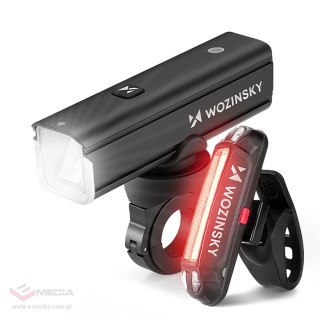 Zestaw lampek rowerowych Wozinsky WSBLB3 przednia (1000 lm) USB-C i tylna USB micro - czarny