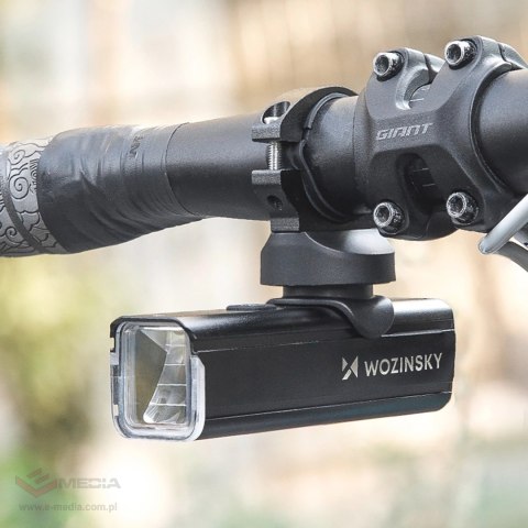 Zestaw lampek rowerowych Wozinsky WSBLB3 przednia (1000 lm) USB-C i tylna USB micro - czarny