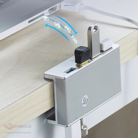 Hub Orico MH4PU montowany na zacisk 4x USB-A 3.0 - srebrny