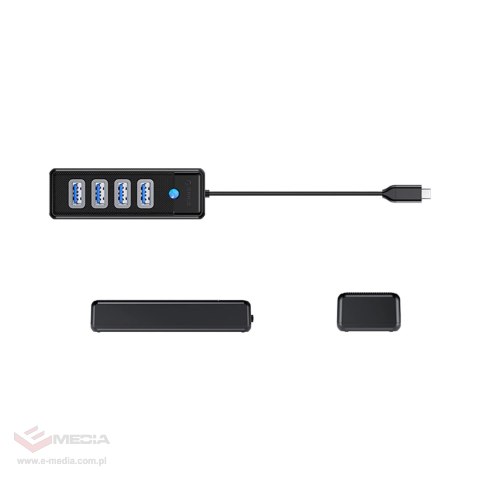Hub Orico PW4U-C3 USB-C / 4x USB-A 3.0 - czarny