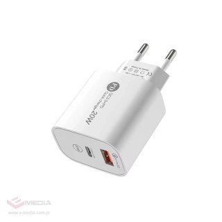 Ładowarka sieciowa A6MaxL 20W USB-A USB-C z kablem USB-C - Lightning 1m - biała