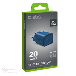 Ładowarka sieciowa SBS TETRGAN1C20B 20W GaN z Power Delivery - niebieska