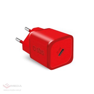 Ładowarka sieciowa SBS TETRGAN1C20R 20W GaN z Power Delivery - czerwona