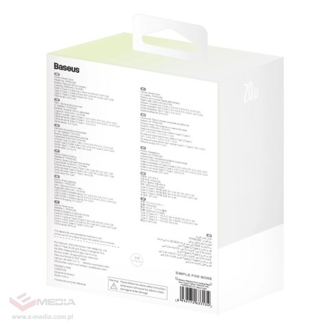 Powerbank Baseus Popsicle 5200mAh 20W z wbudowanym kablem Lightning (+ biały kabel Baseus Simple USB-C - USB-C 60W/20V/3A/30cm) 