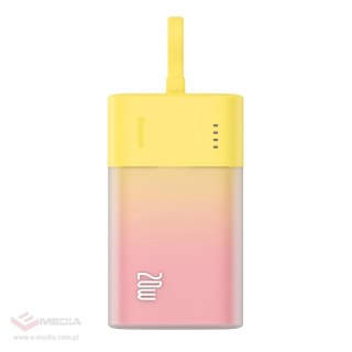 Powerbank Baseus Popsicle 5200mAh 20W z wbudowanym kablem Lightning (+ biały kabel Baseus Simple USB-C - USB-C 60W/20V/3A/30cm) 