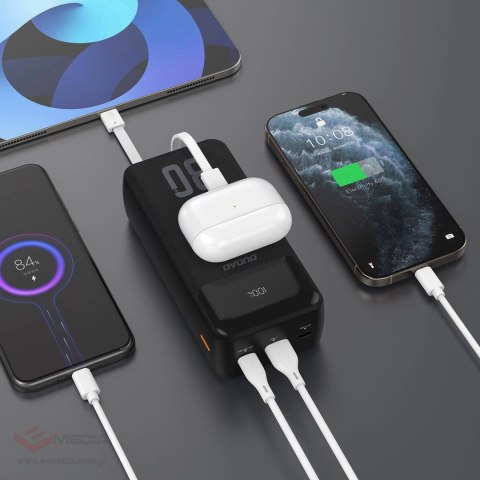 Powerbank Dudao K15MAX 30000mAh PD 22.5W z wbudowanymi kablami - czarny