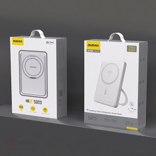 Powerbank Dudao K28 10000mAh PD 22.5W z MagSafe z metalową obudową i pierścieniem-podstawką - srebrny
