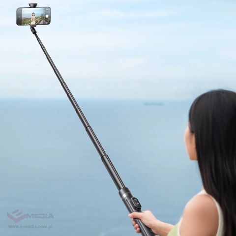 Premium selfie stick Wozinsky WRZP1 z automatycznie rozkładanymi nóżkami, funkcja statywu, 1,7m - czarny