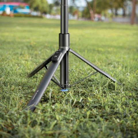 Premium selfie stick Wozinsky WRZP1 z automatycznie rozkładanymi nóżkami, funkcja statywu, 1,7m - czarny