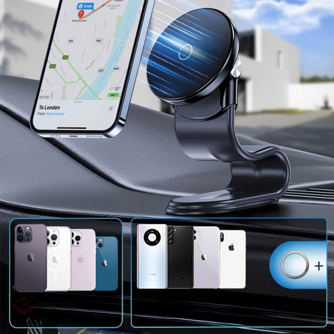 Uchwyt samochodowy Wozinsky WCZ2Y2S magnetyczny z ładowarką indukcyjną 15W MagSafe do samochodu na kokpit - czarny