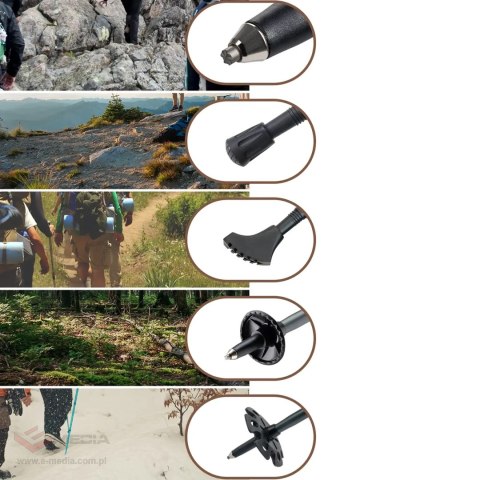 Kijek trekkingowy Qunature nordic walking aluminiowy 110 - 130 cm 1 szt. - brązowy