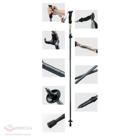 Kijek trekkingowy Qunature nordic walking aluminiowy 110 - 130 cm 1 szt. - brązowy