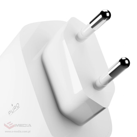Ładowarka Puro Daily Prolite 45W USB-C USB-A Power Delivery z kablem USB-C - biała