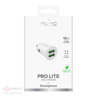 Ładowarka samochodowa Puro Pro Lite 2x USB-A 10W - biała